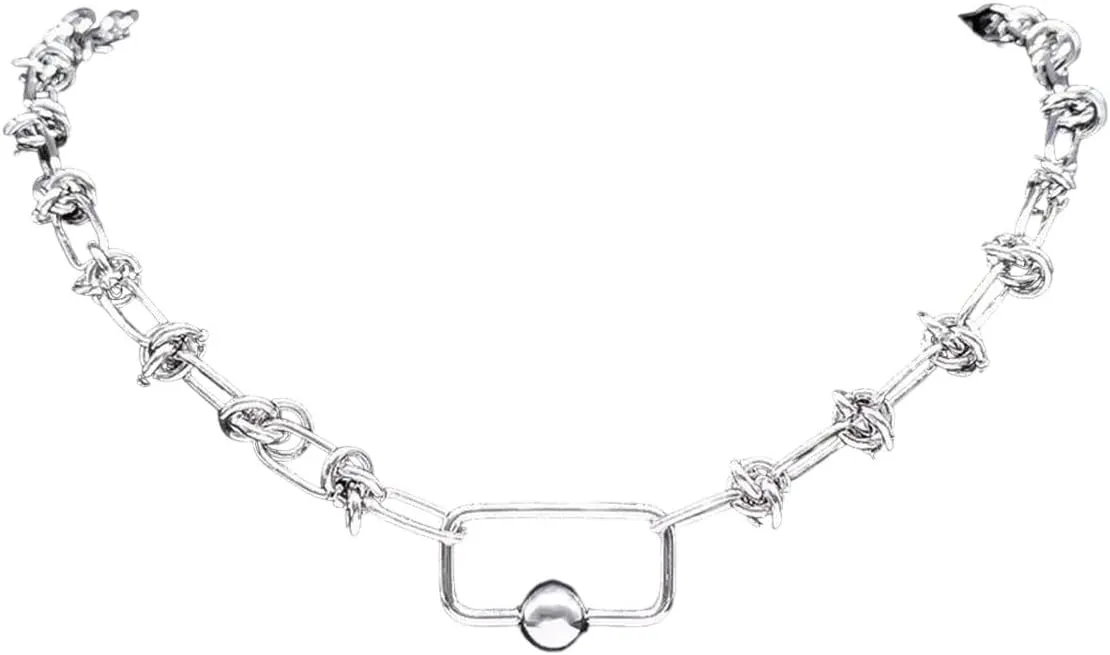 New For Fashion 2024 Punk Exaggerated Personalized Buckle Metal Choker Necklace Women Men Stainless Steel Fashion Clavicle Chain Necklace Jewelry Fashion Accessories Creative Gift