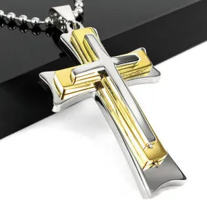 New Gift Unisex Women Men Gold Silver Stainless Steel Cross Pendant Necklace Punk Jewelry