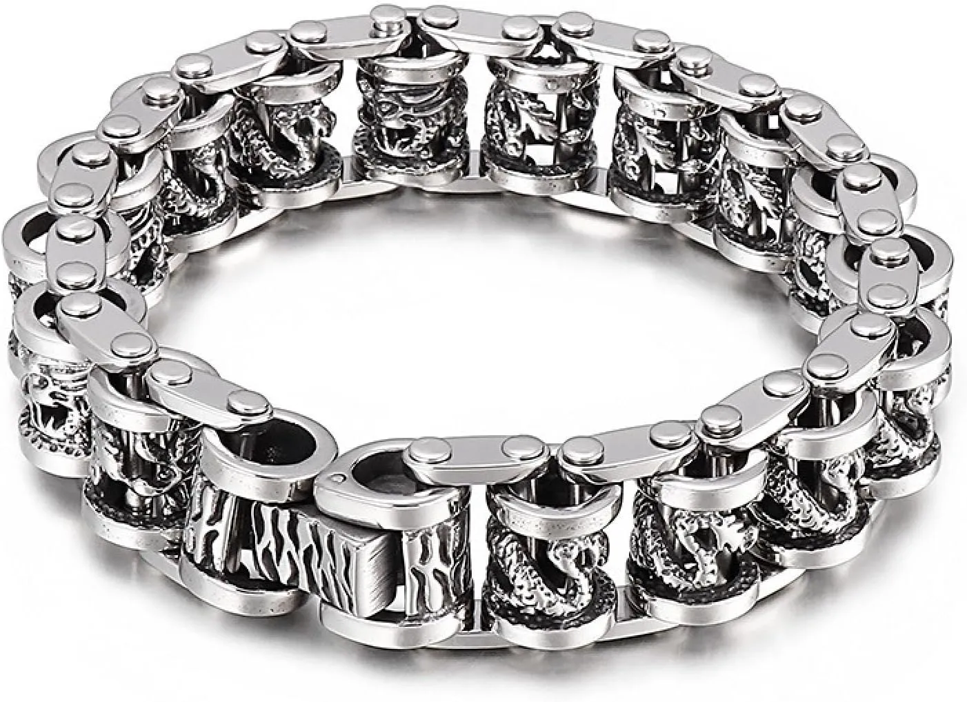 New Hand Jewelry Vintage Distressed Personality Creative Dragon Bicycle Chain Men's Stainless Steel Bracelet