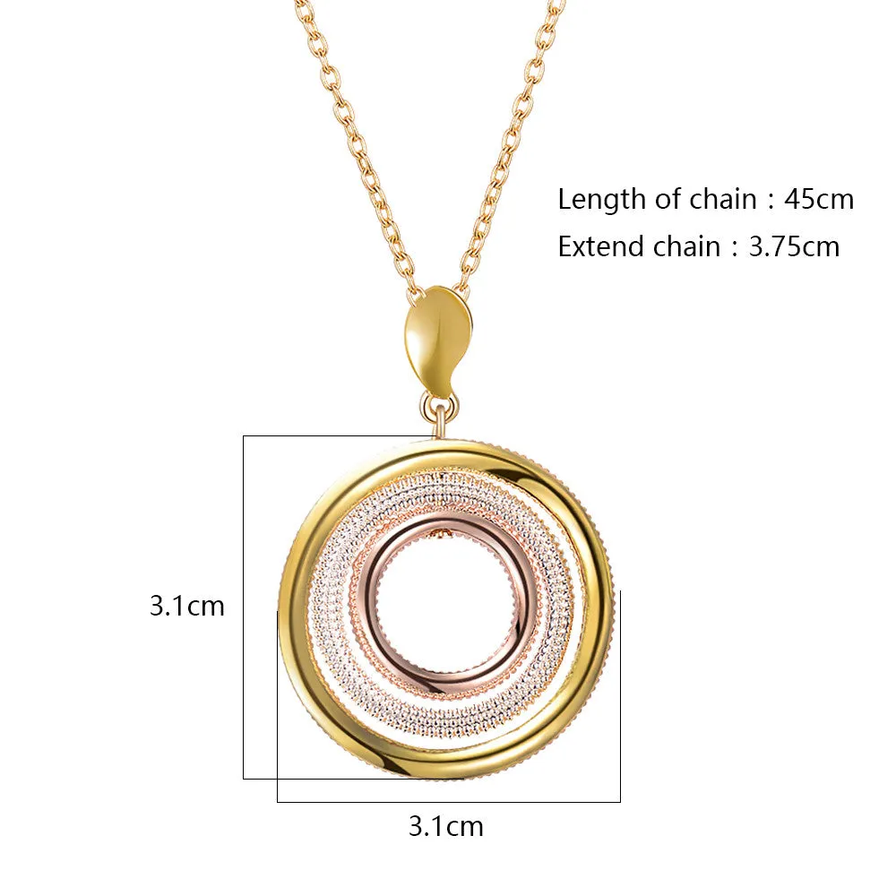 New Multicolored Round Pendant Necklace Women Gold & Silver & Rose Gold Plated Triple Circles Necklaces Trendy Jewelry