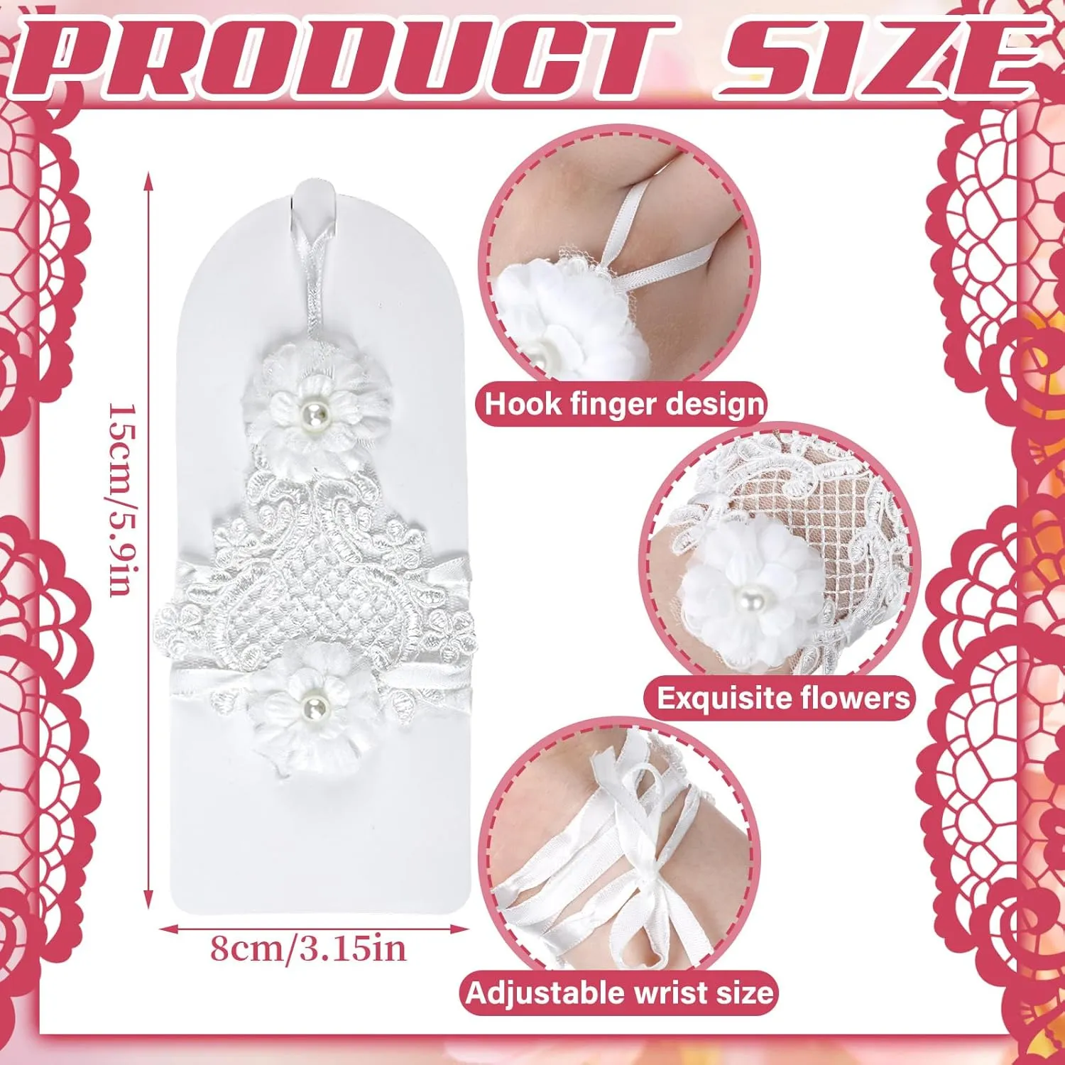 Newcotte 4 Pcs Pearl Necklace Sets for Little Girls Toddler Girls Jewelry Communion Glove for Christmas Tea Party Wedding