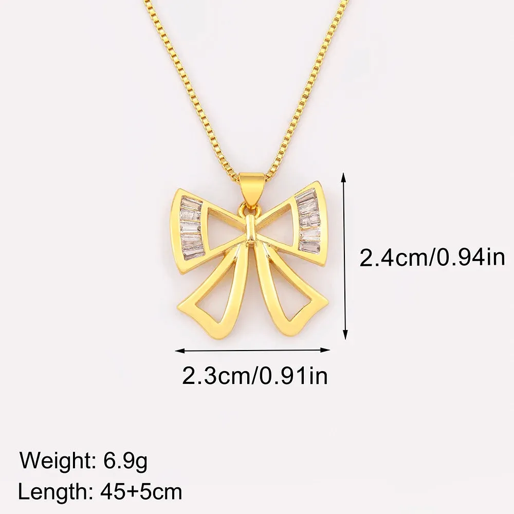 Nidin New Trendy Bow Knot Charm Pendant Necklace S/L Options