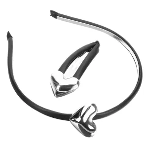 NOLITOY Leather Hair Clip Headband Vintage Heart Hairband Women's Headband Sweet Heart-shaped Hair Clip