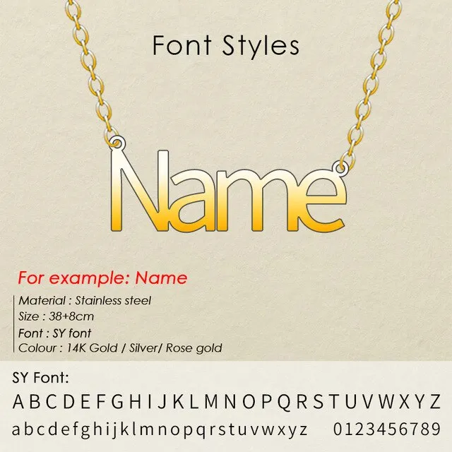 nowadaysfashion Stainless Steel Initial Name Necklace Custom Personalized Letter Choker Necklace Pendant Nameplate