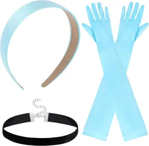 obmwang Women Princess Costume Accessories Princess Headband Long Gloves Choker Set for Halloween Cosplay Party