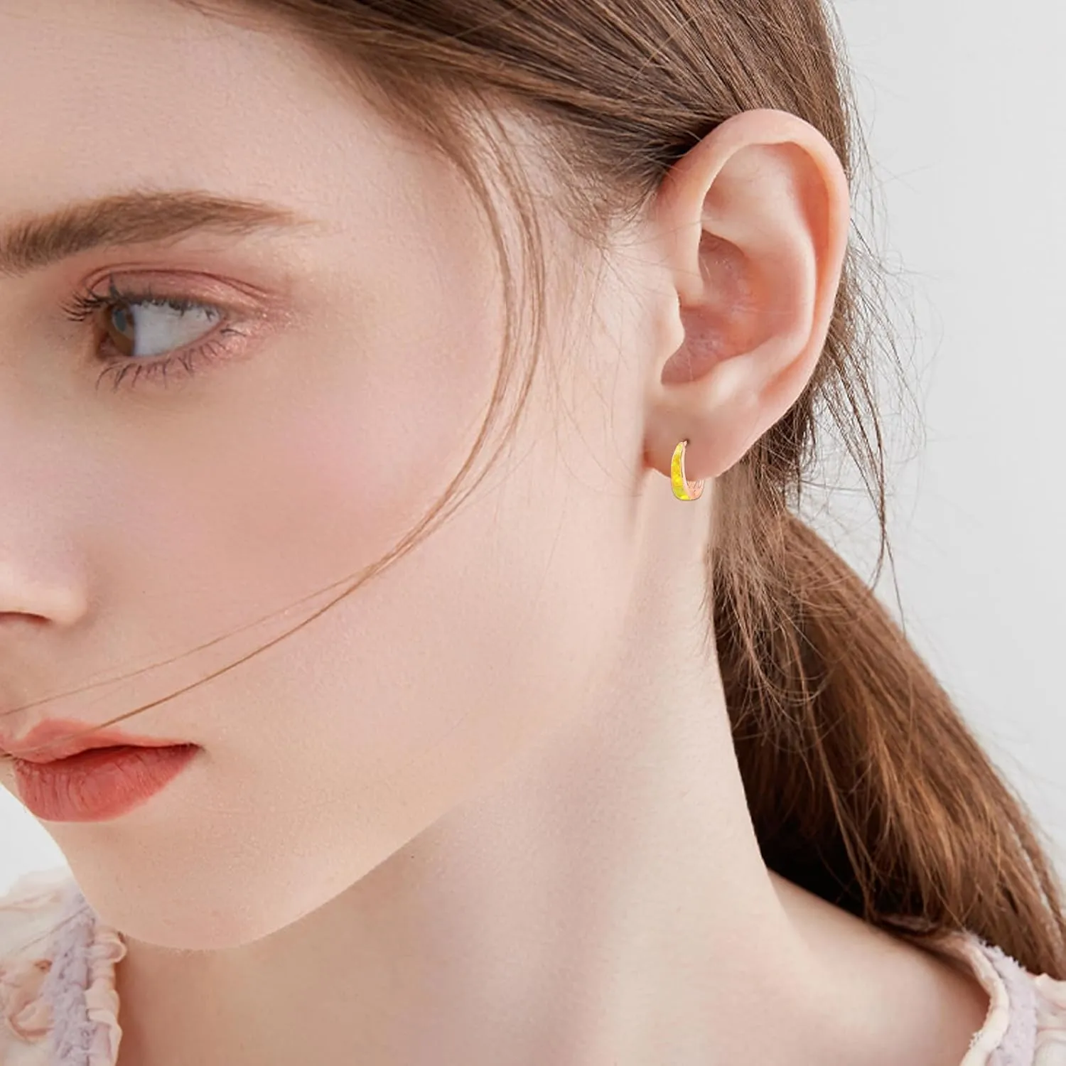 Opal Earrings for Women 925 Sterling Silver Opal Hoop Huggie Earrings Hypoallergenic Cartilage Hoops Earrings Jewelry Gifts for Mother's Day