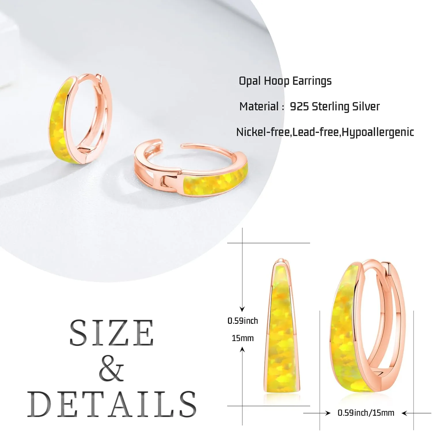 Opal Earrings for Women 925 Sterling Silver Opal Hoop Huggie Earrings Hypoallergenic Cartilage Hoops Earrings Jewelry Gifts for Mother's Day