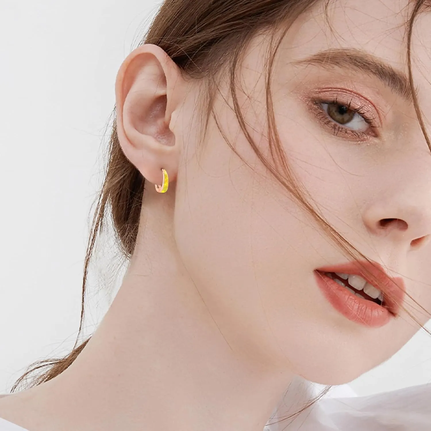 Opal Earrings for Women 925 Sterling Silver Opal Hoop Huggie Earrings Hypoallergenic Cartilage Hoops Earrings Jewelry Gifts for Mother's Day