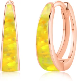 Opal Earrings for Women 925 Sterling Silver Opal Hoop Huggie Earrings Hypoallergenic Cartilage Hoops Earrings Jewelry Gifts for Mother's Day