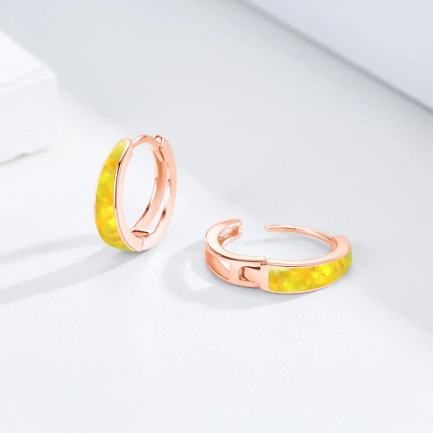 Opal Earrings for Women 925 Sterling Silver Opal Hoop Huggie Earrings Hypoallergenic Cartilage Hoops Earrings Jewelry Gifts for Mother's Day