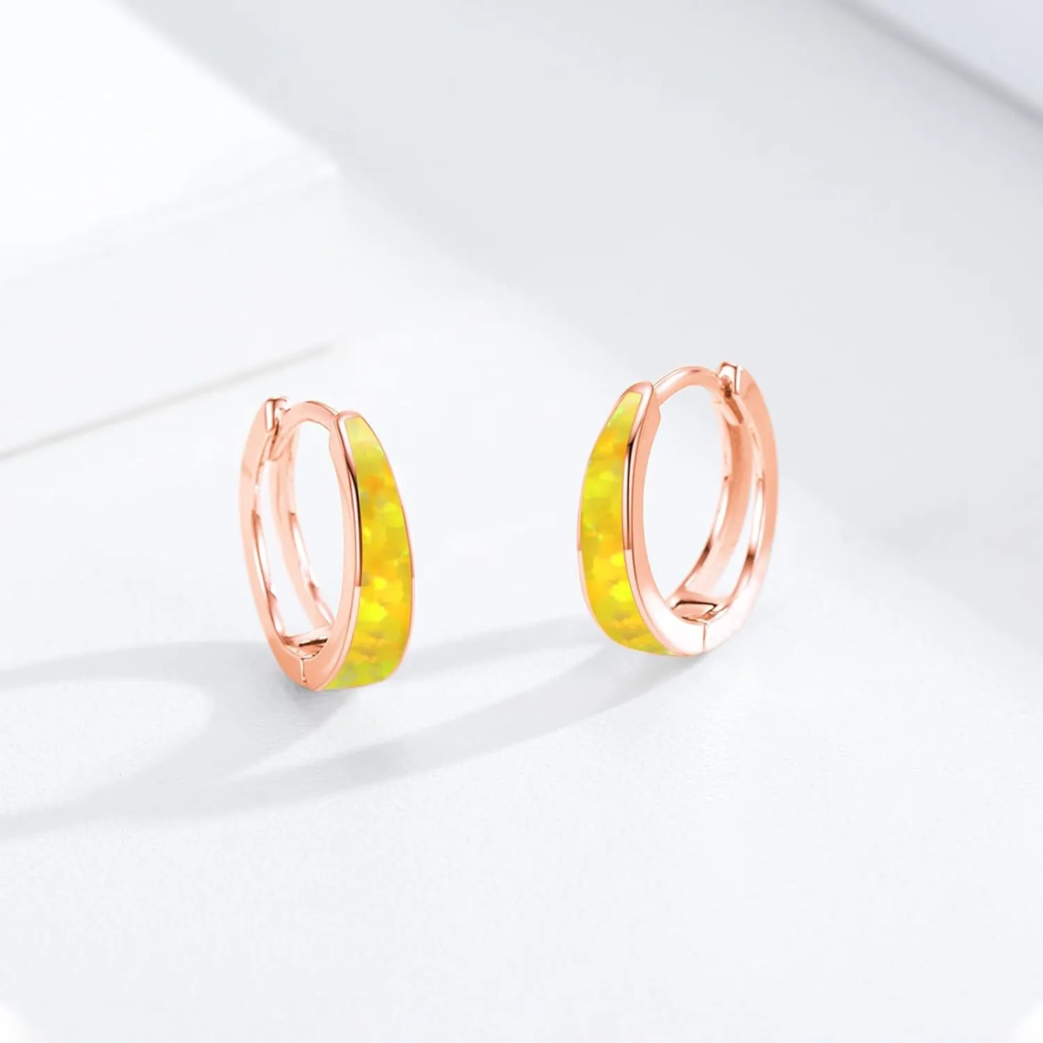 Opal Earrings for Women 925 Sterling Silver Opal Hoop Huggie Earrings Hypoallergenic Cartilage Hoops Earrings Jewelry Gifts for Mother's Day