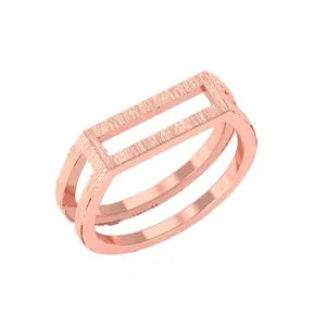 Open Bar Ring, Parallel Bar Ring, Double Bar Ring, Modern Ring, Minimalist Ring, Line Ring (10.5, Rose Gold)