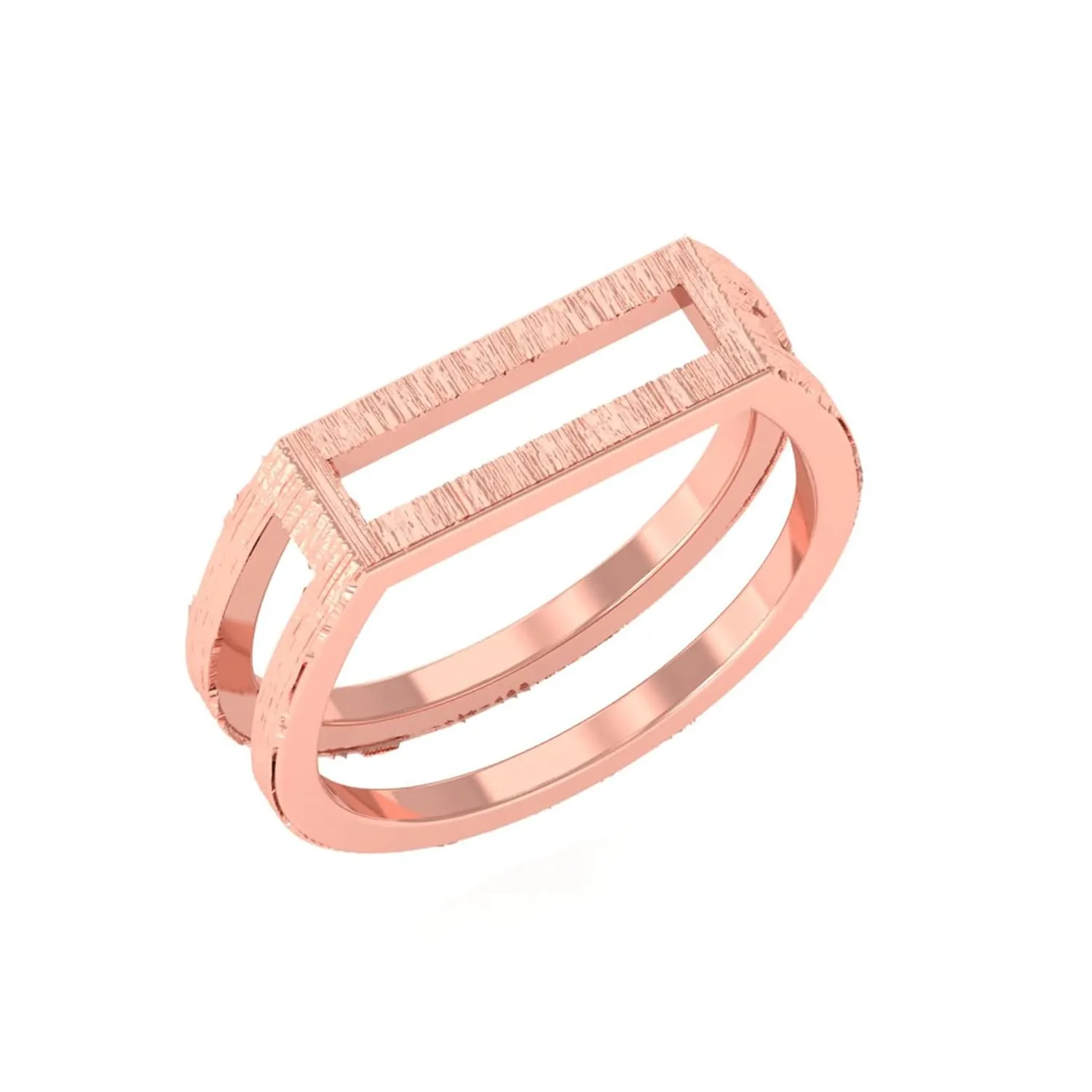 Open Bar Ring, Parallel Bar Ring, Double Bar Ring, Modern Ring, Minimalist Ring, Line Ring (10.5, Rose Gold)