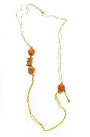 Orange and Gold Chain Resa Necklace
