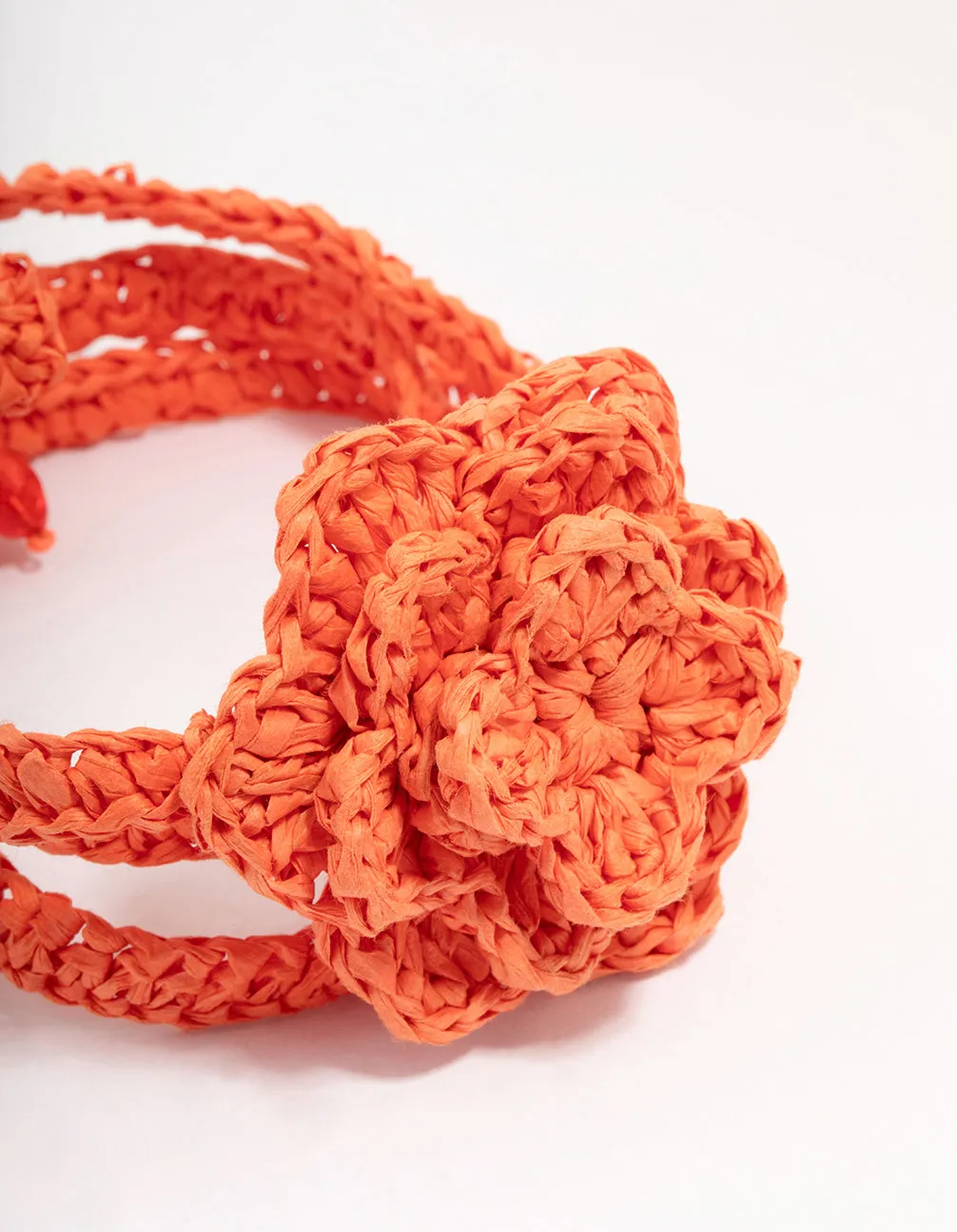 Orange Raffia Flower Choker Necklace