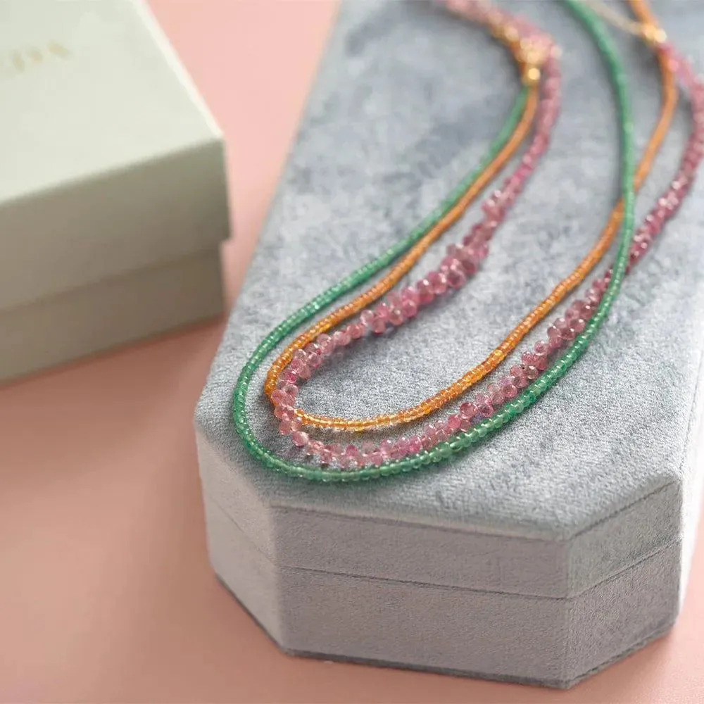 Orange Sapphire 18ct Gold Gemstone Necklace