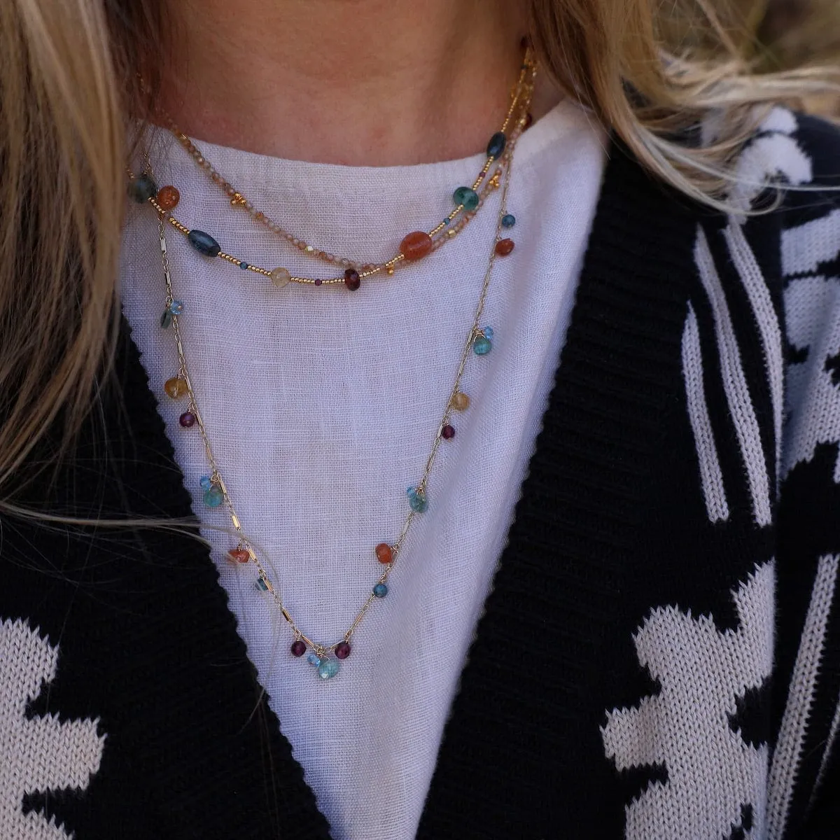 Orange Zircon, & 24k Vermeil Bead Necklace