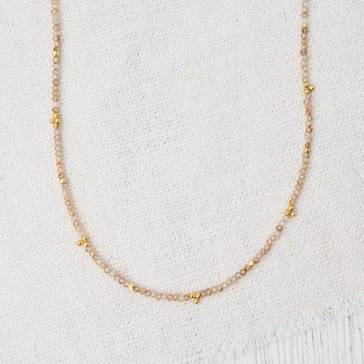 Orange Zircon, & 24k Vermeil Bead Necklace