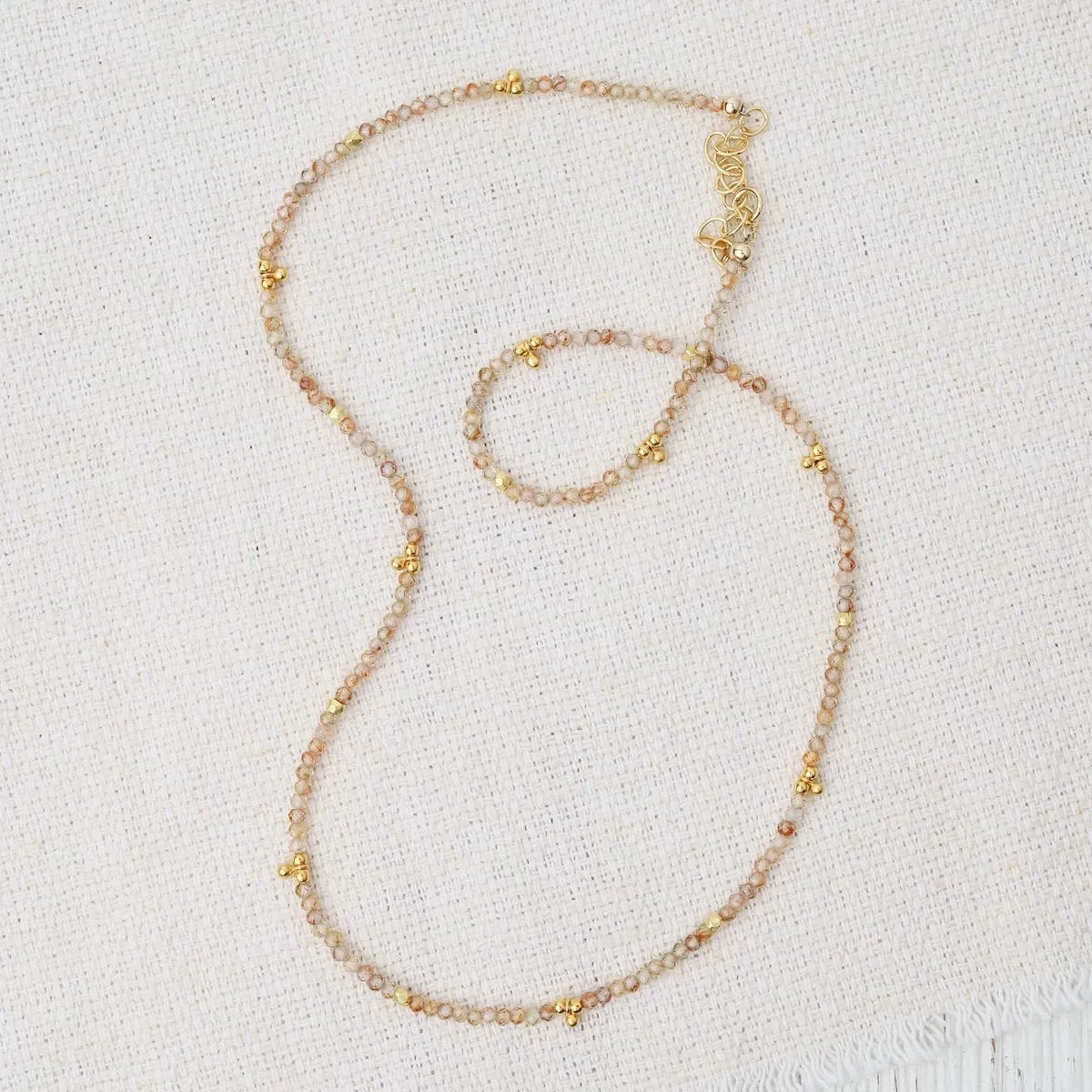 Orange Zircon, & 24k Vermeil Bead Necklace