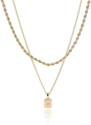 ORAZIO Dainty Layered Gold Necklaces for Women Trendy Choker Necklace Stack Set Simple Heart Pearl Pendant Stackable Cuban Herringbone Paperclip Chains Jewelry Non Tarnish