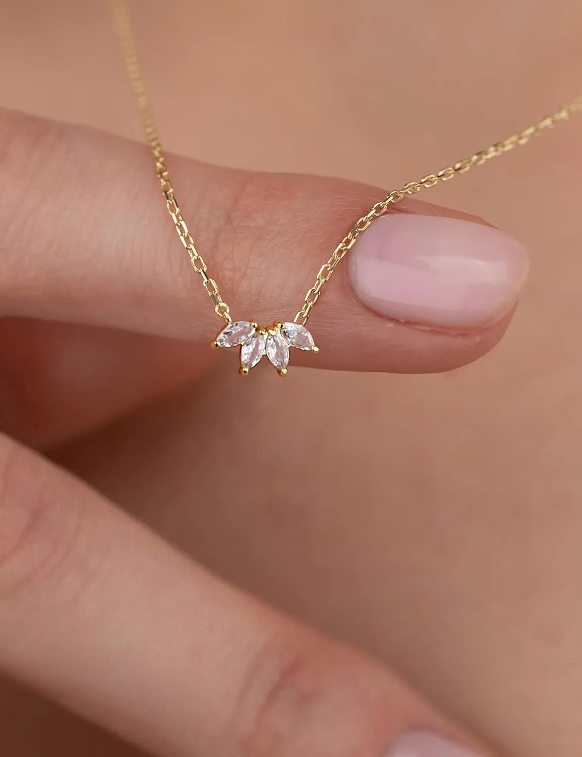 ORAZIO Layered Gold Necklaces for Women Non Tarnish, Dainty 14K Gold Plated Cubic Zirconia Necklace Stack Layering Chain Necklaces Stackable Cute CZ Pendant Choker Necklace for Women