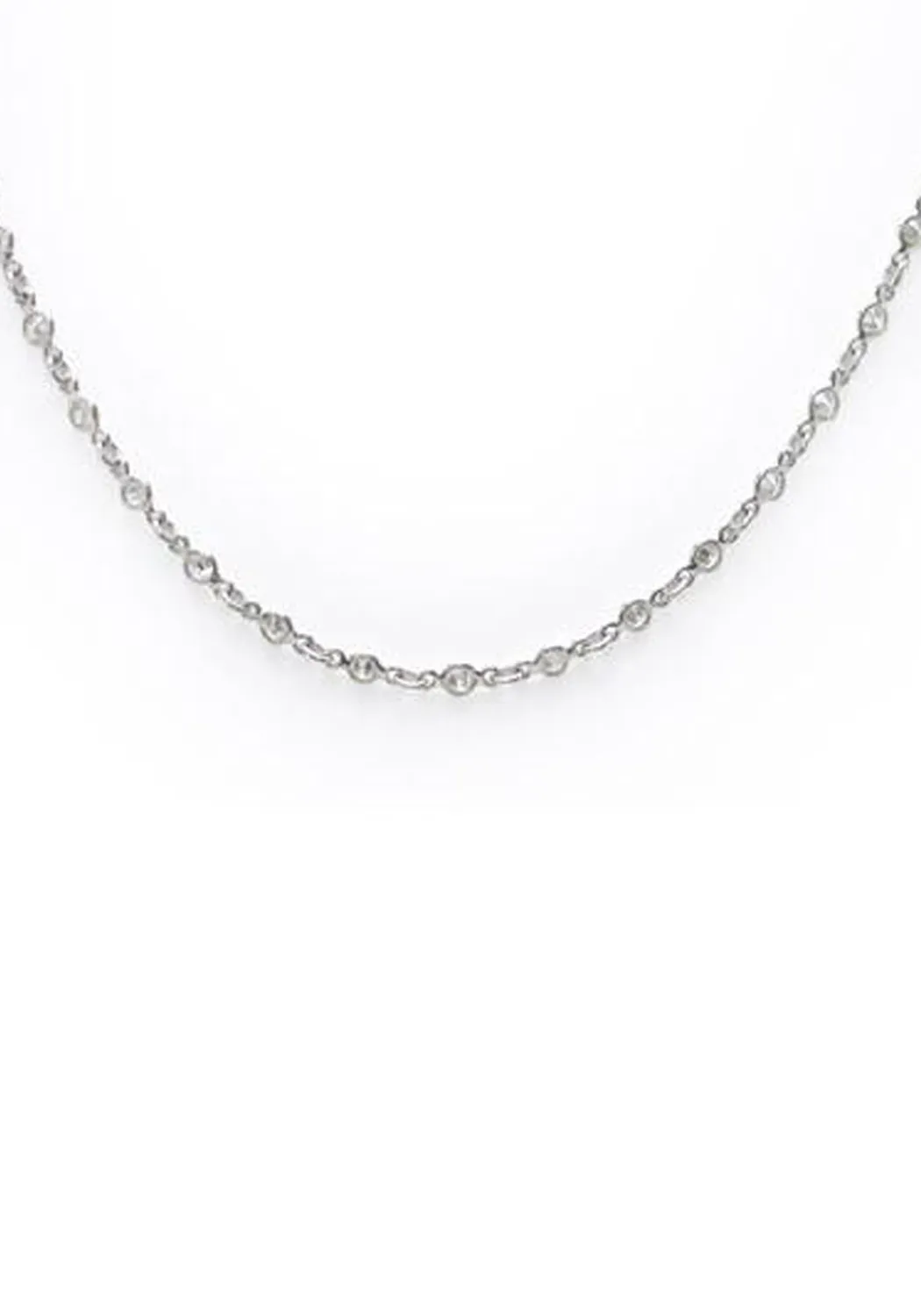 Oster Collection Platinum Bezel Set Diamond Chain Necklace | 16"