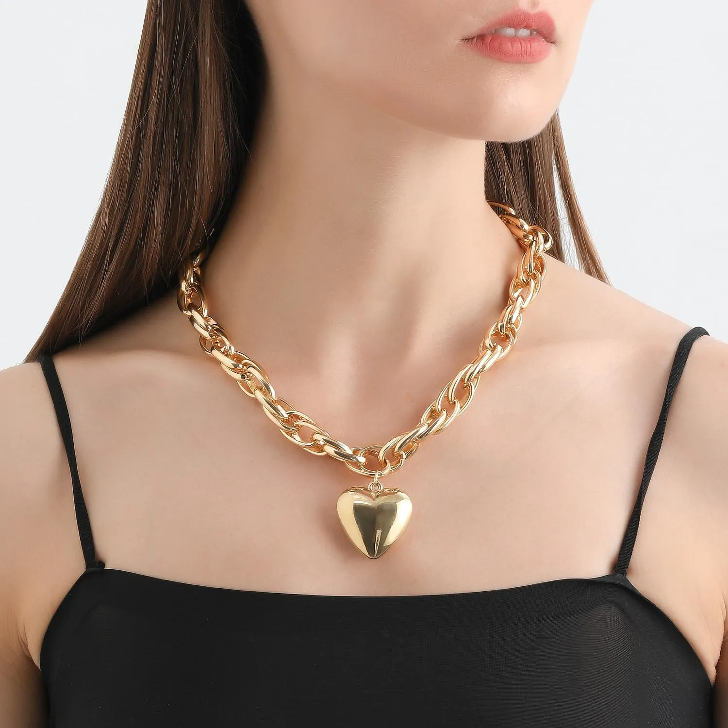 Otxas Chunky Gold & Silver Necklaces for Women - Punk Choker, Cuban Chain, Vintage & Trendy Hip-hop Jewelry