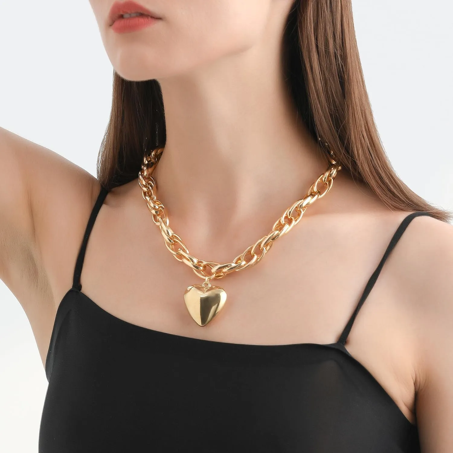 Otxas Chunky Gold & Silver Necklaces for Women - Punk Choker, Cuban Chain, Vintage & Trendy Hip-hop Jewelry
