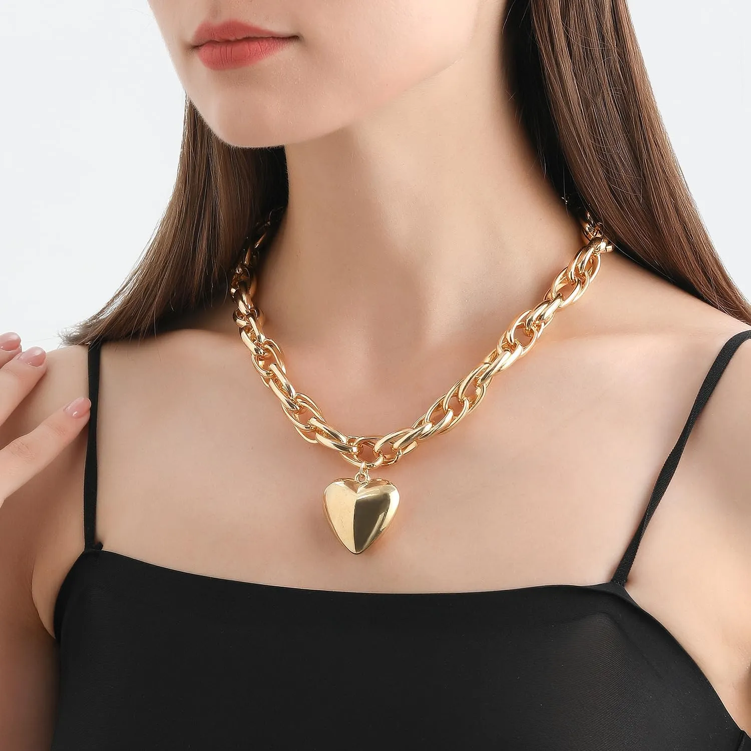 Otxas Chunky Gold & Silver Necklaces for Women - Punk Choker, Cuban Chain, Vintage & Trendy Hip-hop Jewelry
