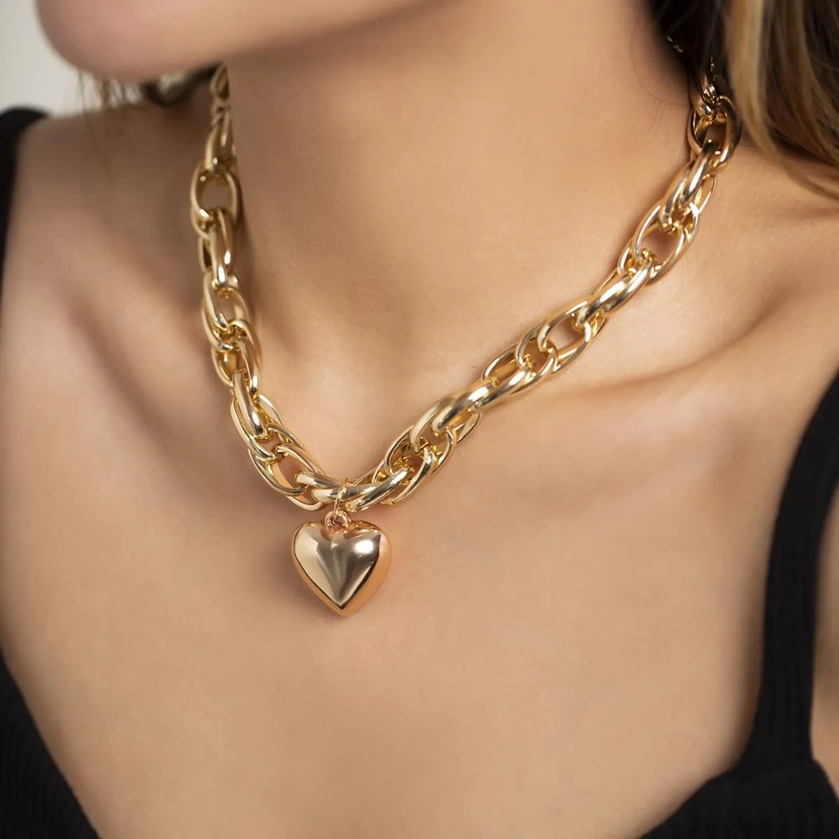 Otxas Chunky Gold & Silver Necklaces for Women - Punk Choker, Cuban Chain, Vintage & Trendy Hip-hop Jewelry