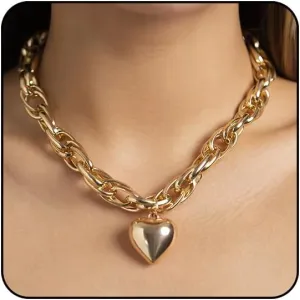 Otxas Chunky Gold & Silver Necklaces for Women - Punk Choker, Cuban Chain, Vintage & Trendy Hip-hop Jewelry