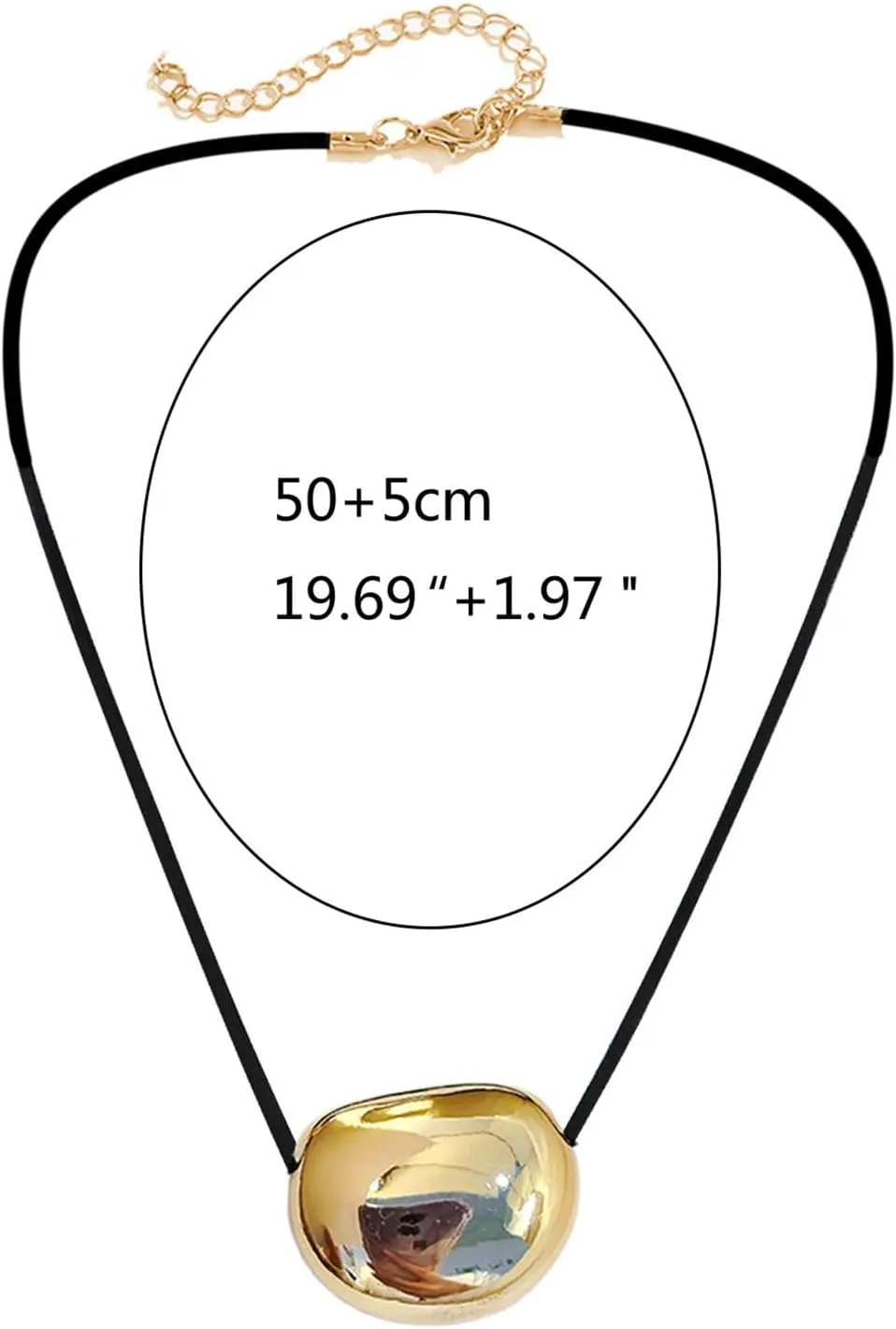 Oval Bead Clavicle Chain Fashionable Geometric Pendant Necklace
