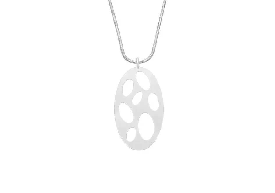 Oval cut-out silver necklace