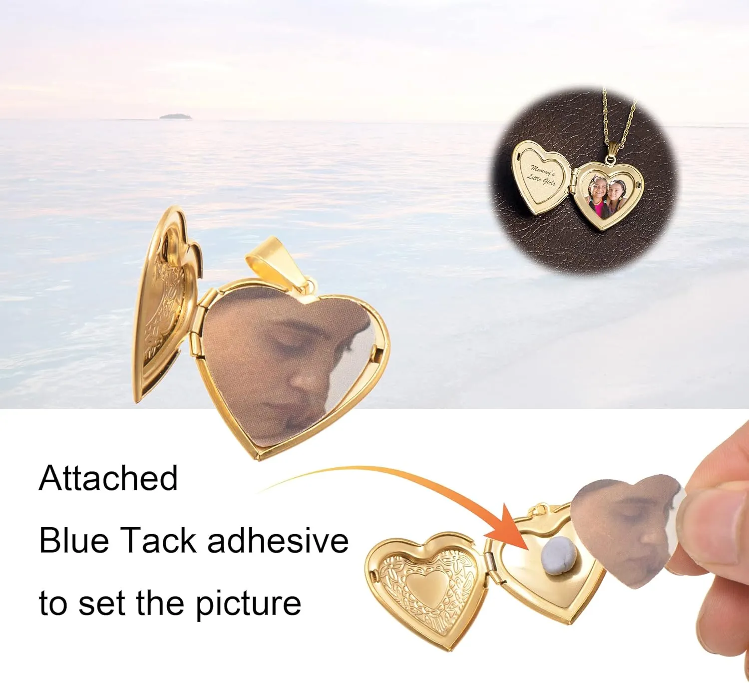 Paialco Stainless Steel Heart Shaped Locket Pendant Necklace for Women