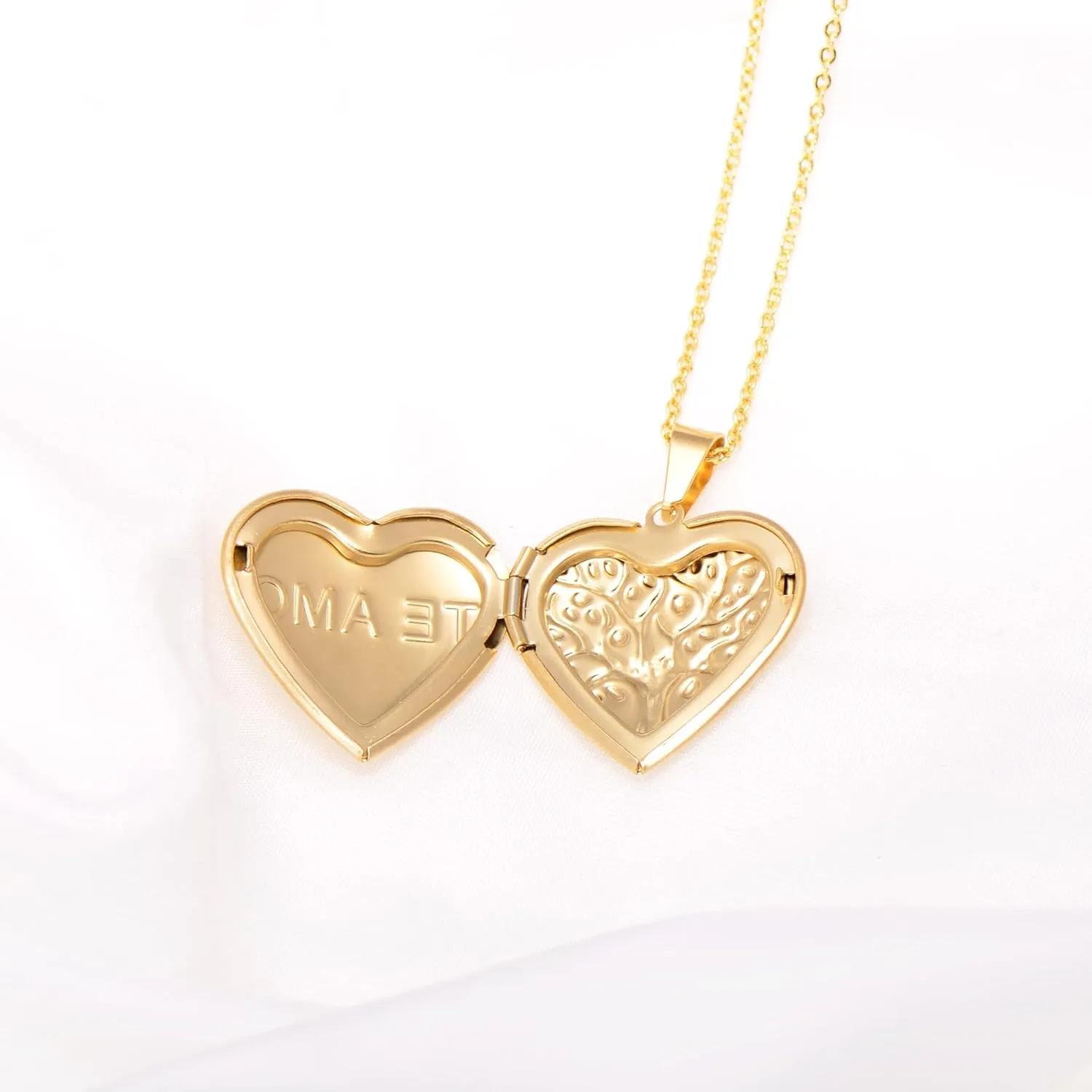Paialco Stainless Steel Heart Shaped Locket Pendant Necklace for Women