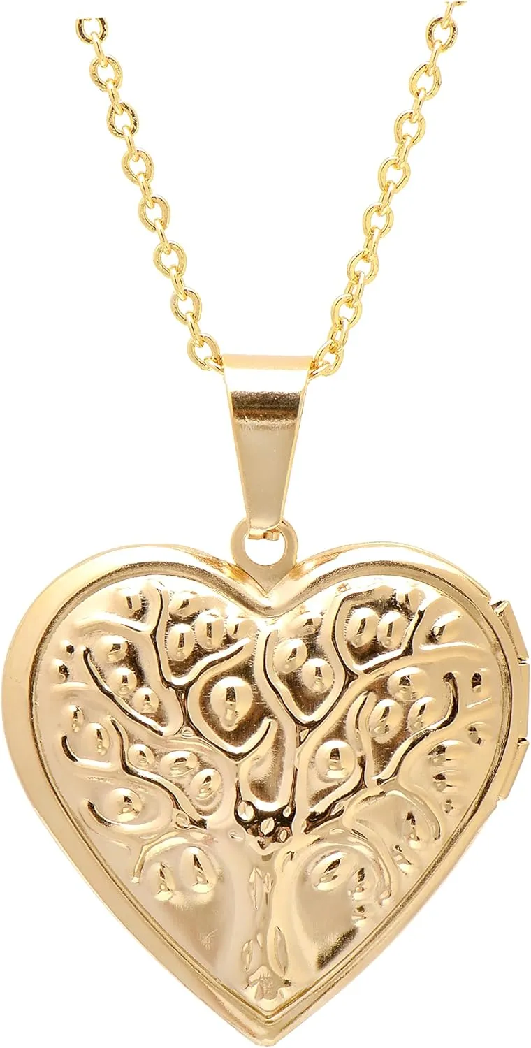 Paialco Stainless Steel Heart Shaped Locket Pendant Necklace for Women