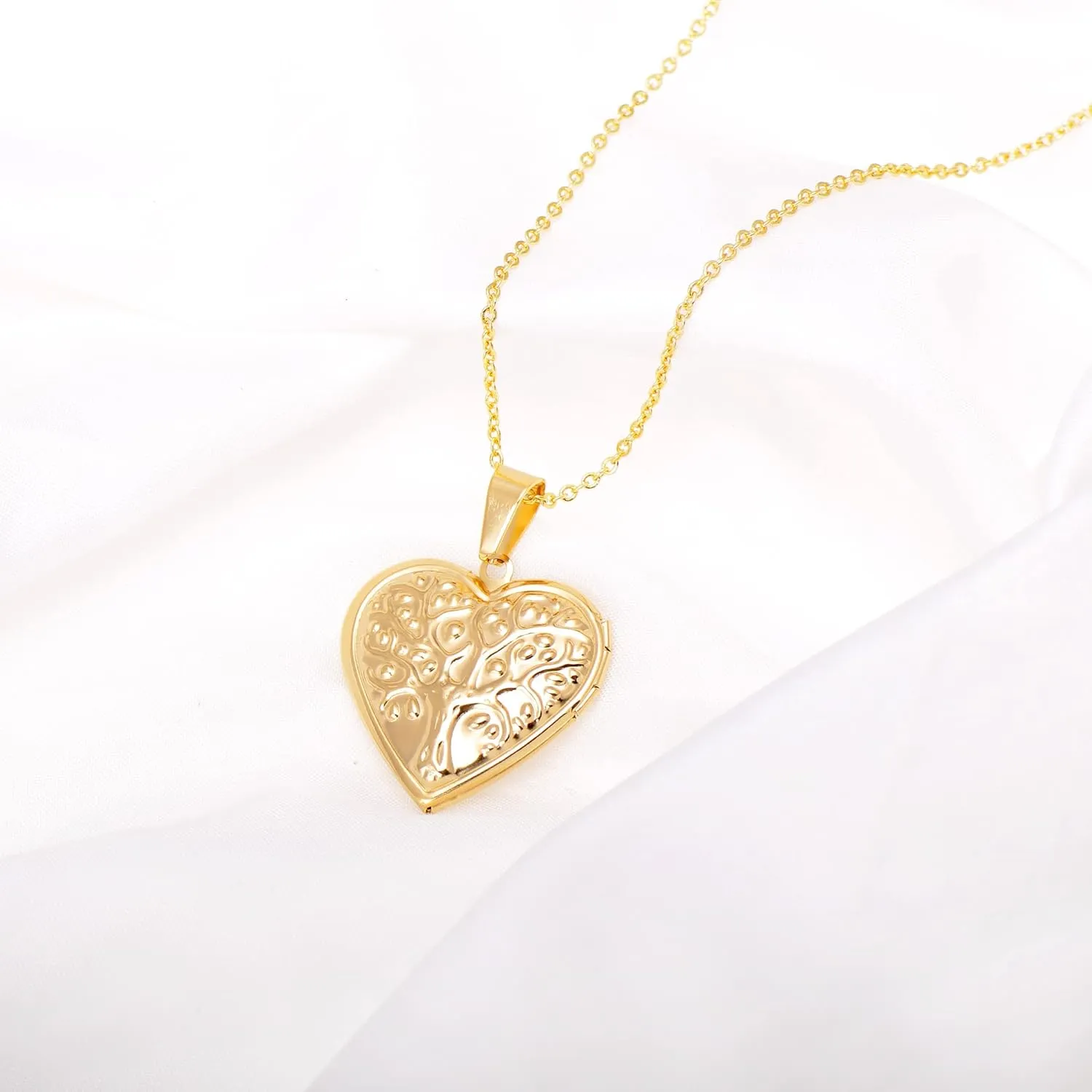 Paialco Stainless Steel Heart Shaped Locket Pendant Necklace for Women