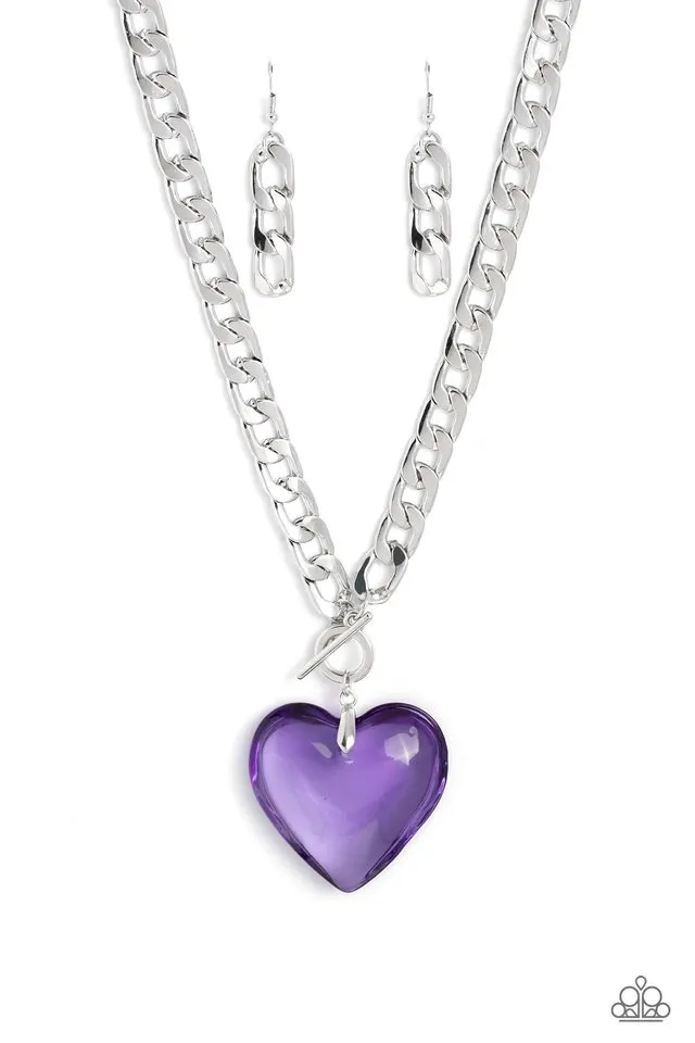 Paparazzi Necklace ~ GLASSY-Hero - Purple