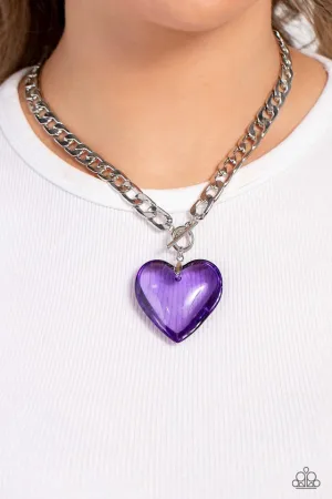 Paparazzi Necklace ~ GLASSY-Hero - Purple