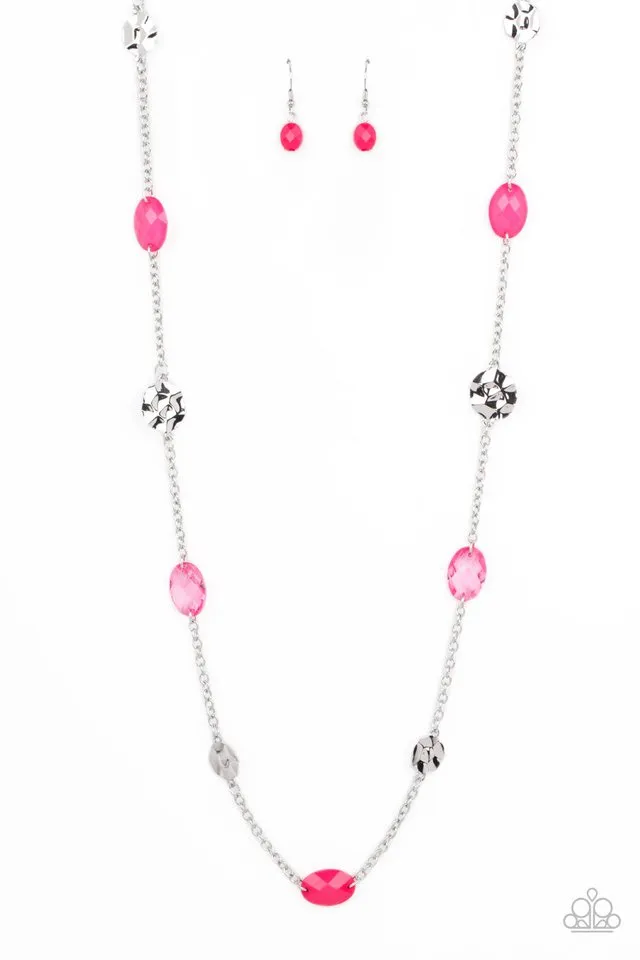 Paparazzi Necklace ~ Glossy Glamorous - Pink