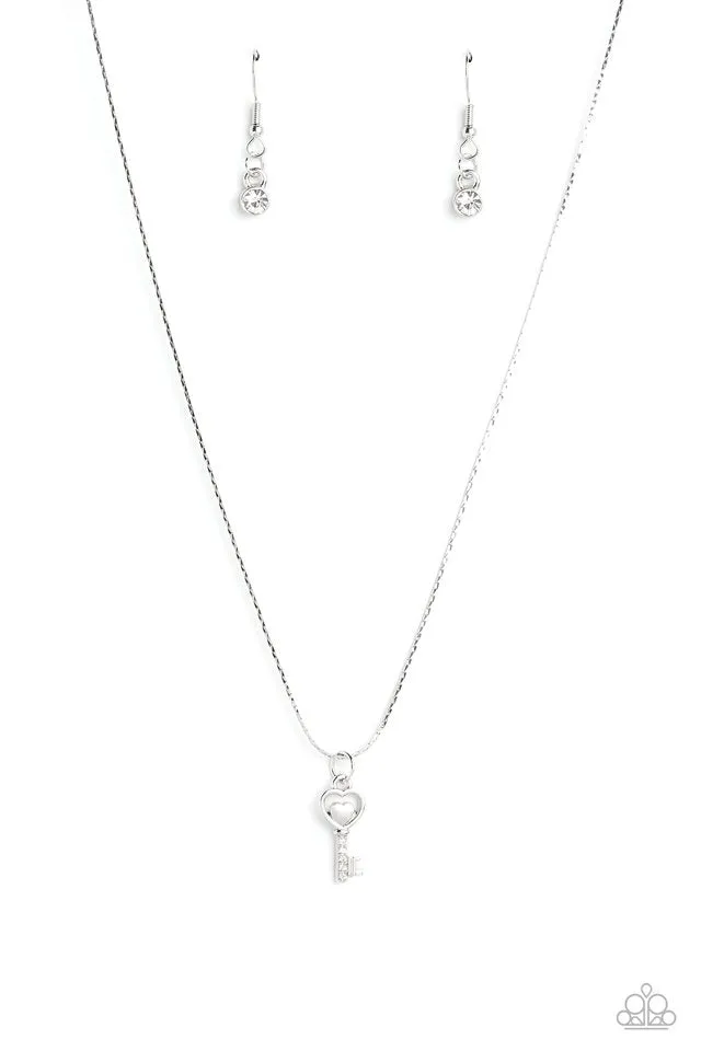 Paparazzi Necklace ~ LOVE-Locked - White
