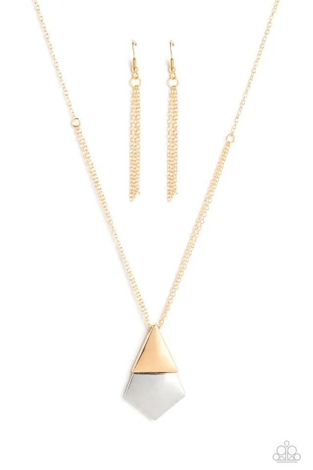 Paparazzi Necklace ~ Posh Pyramid - Gold