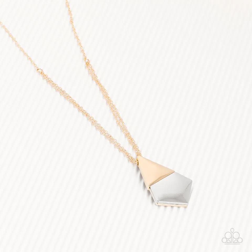 Paparazzi Necklace ~ Posh Pyramid - Gold