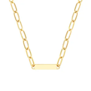 Paper Clip Chain w/Engravable ID Bar