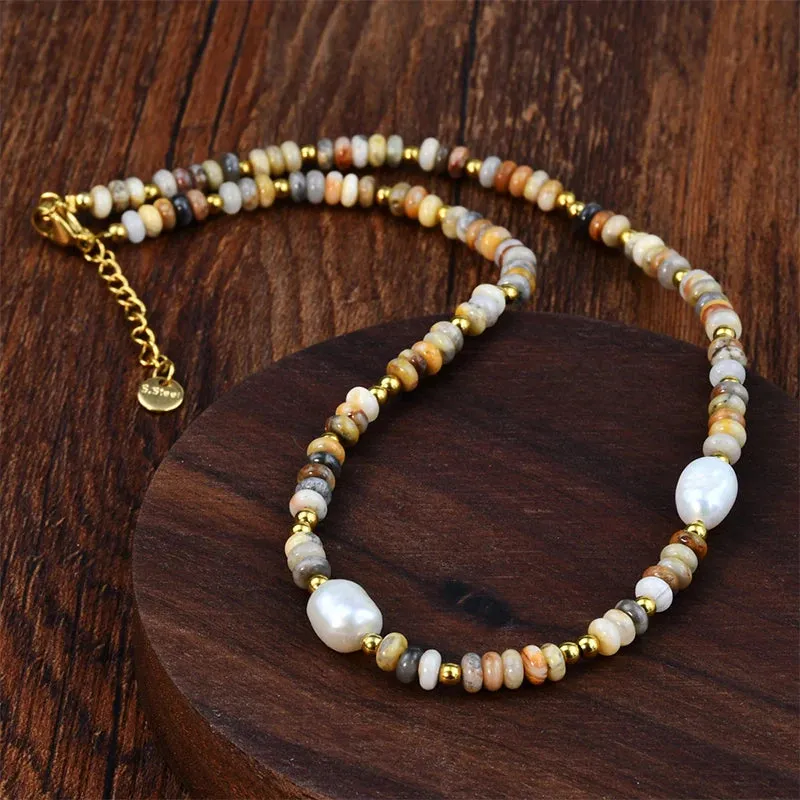 PAPERPLUS Agate Pearl Necklace for Women Luxury Jewelry