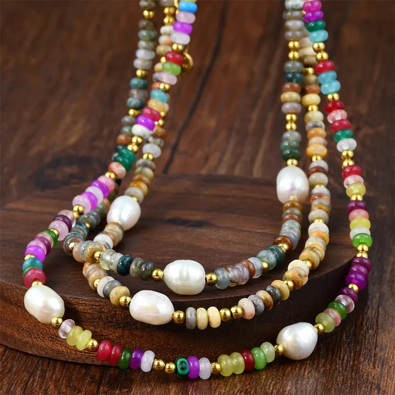 PAPERPLUS Agate Pearl Necklace for Women Luxury Jewelry