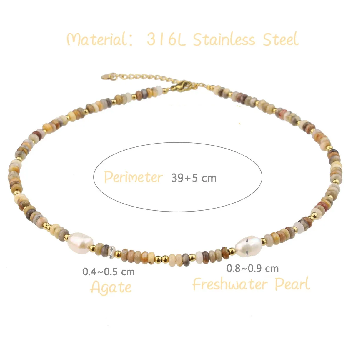 PAPERPLUS Agate Pearl Necklace for Women Luxury Jewelry