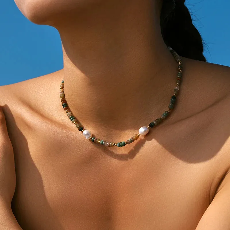 PAPERPLUS Agate Pearl Necklace for Women Luxury Jewelry