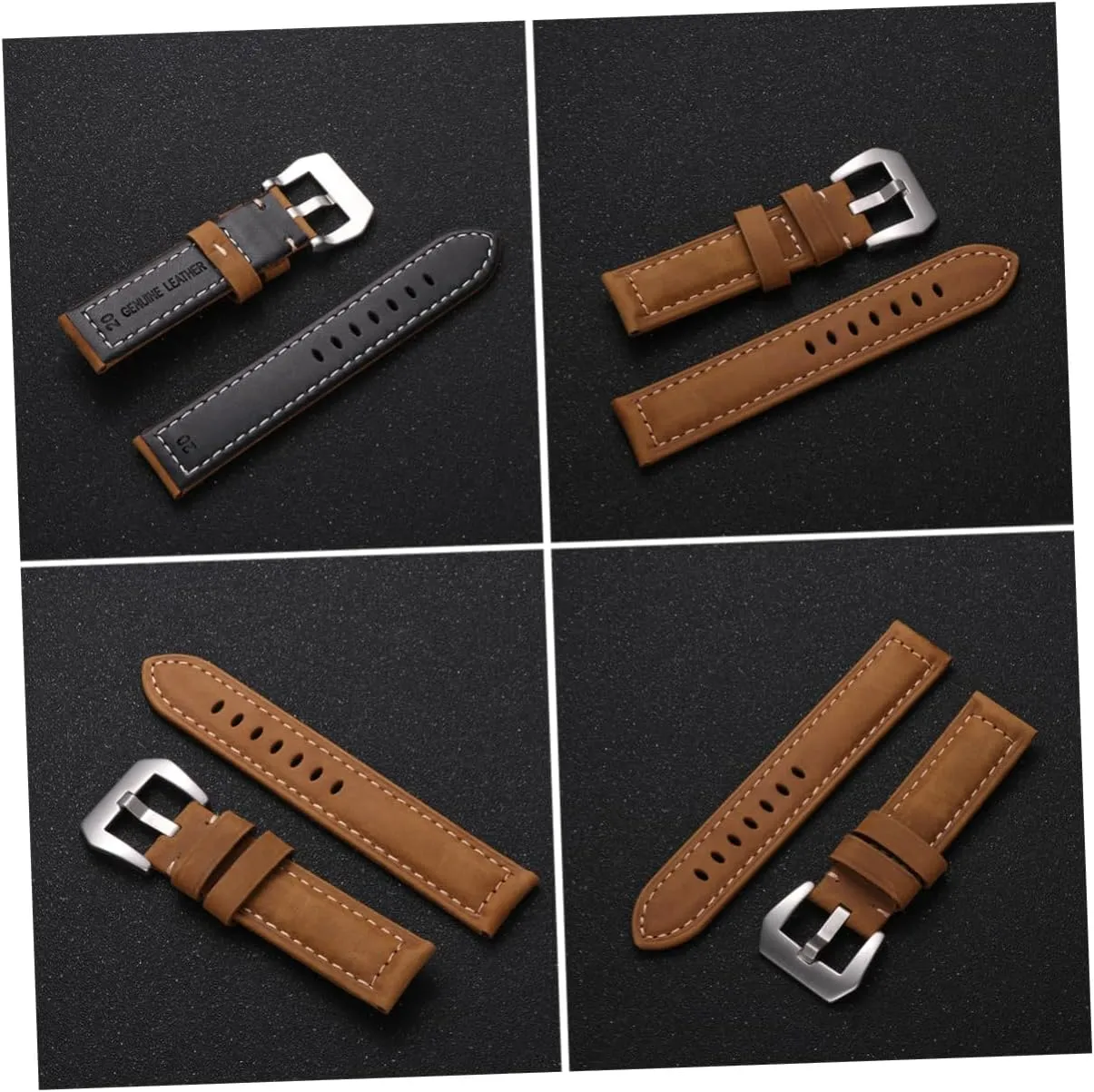 PartyKindom Leather Strap Watch Straps Band Replacement Sports Watch Bands for Men Universal Large Dial Watchband