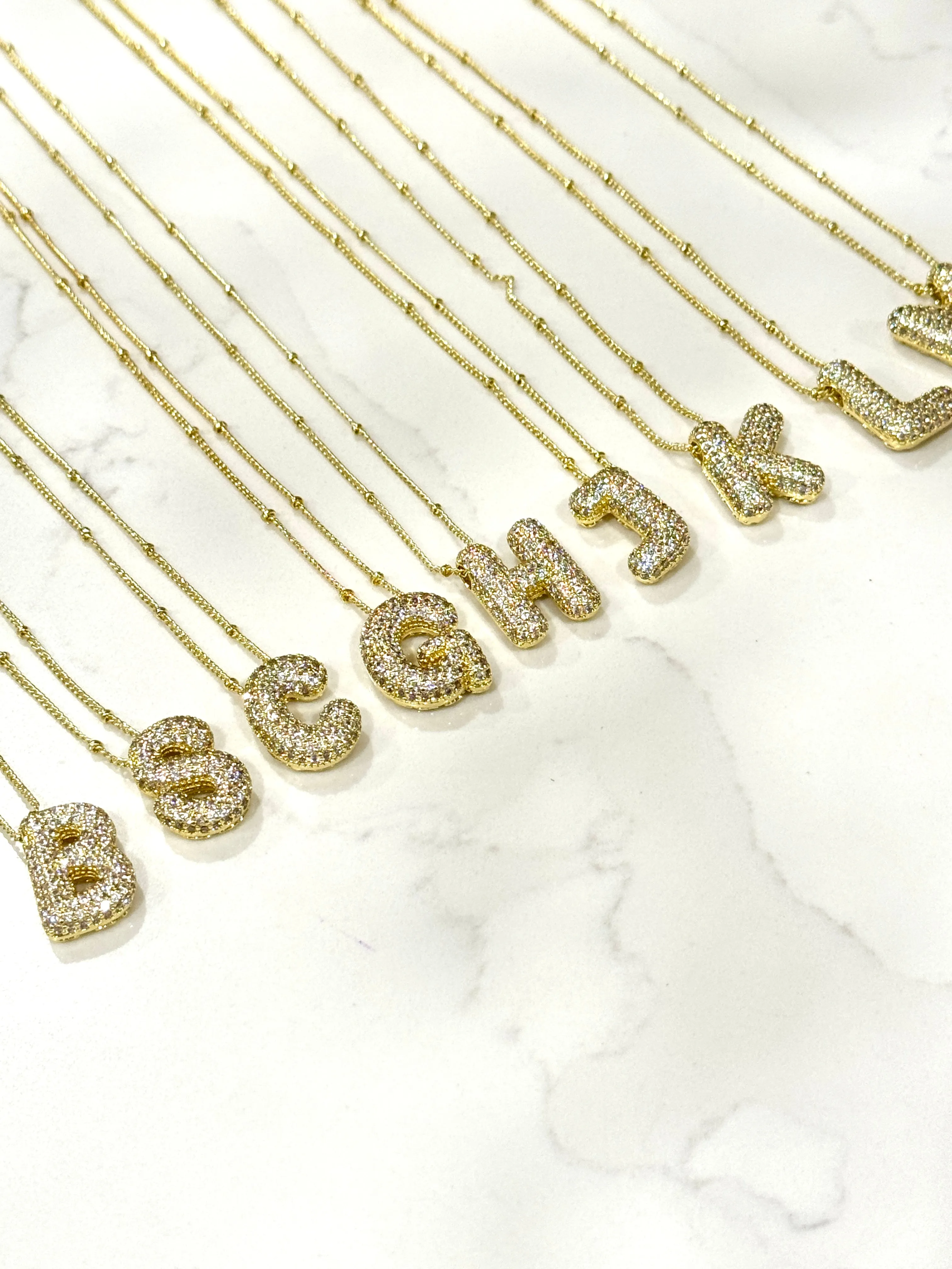 Pave Balloon Letter Necklace